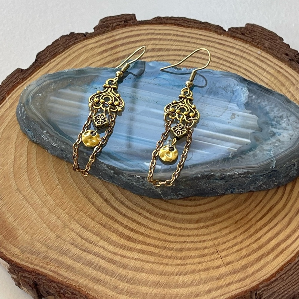 Brass earrings Boho earrings stylish jewelry Long dangle drop earrings
